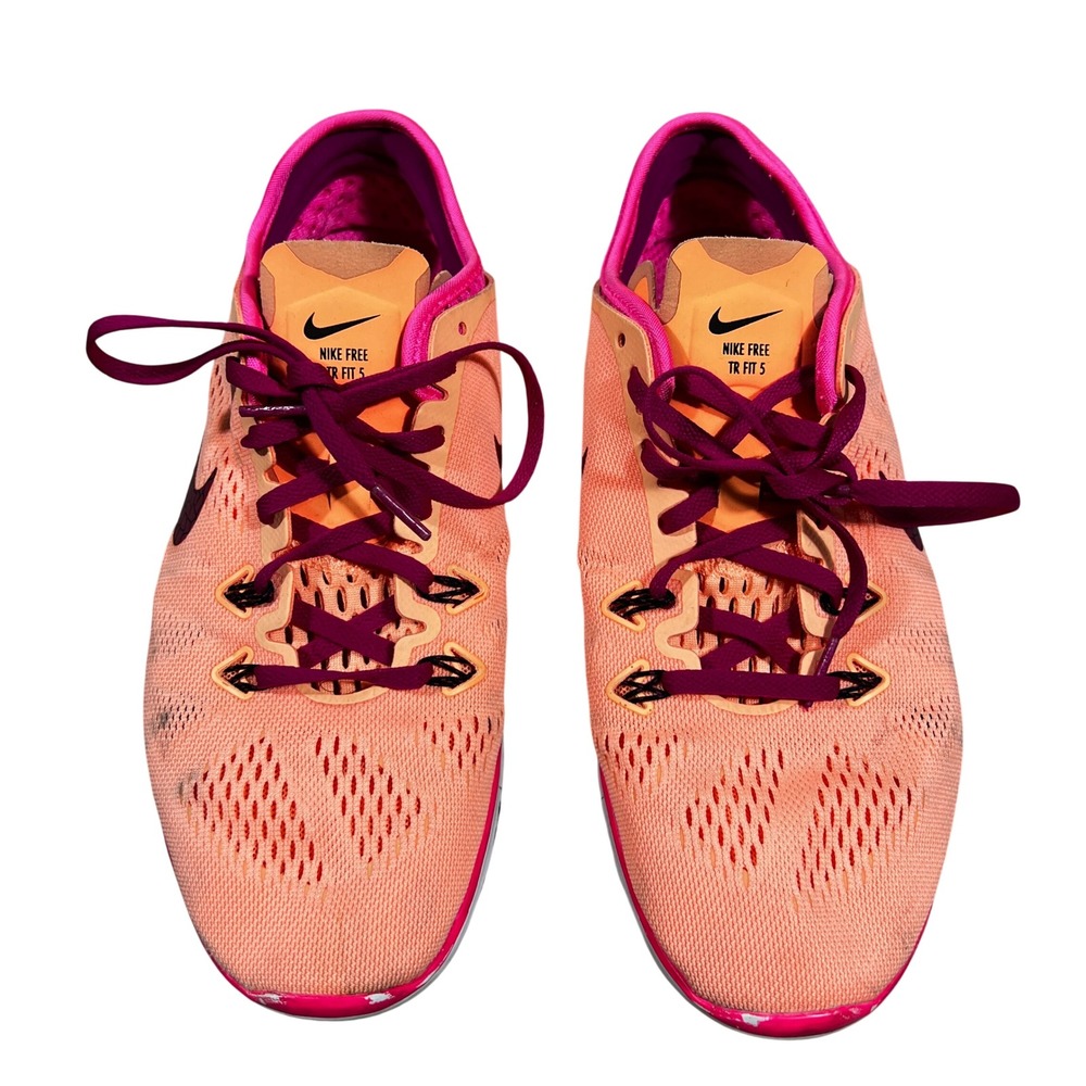 Nike Free TR Fit 5 Mesh Training Shoes Orange Pink 718932-800 Size 9